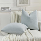 FUTEI Dusty Blue Chenille Decorative Throw Pillow Covers 20x20 Inch Set of 2,Soft Cozy Faux Linen Textured Cushion Case,Farmhouse Home Decor for Couch Living Room
