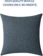 Jeneoo Grey Blue Decorative Square Thick Accent Throw Pillow Covers Fine Textured Boucle Couch Cushion Case for Sofa Decor, Set of 1, 24 x 24 Inch