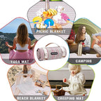 G GOOD GAIN Waterproof Picnic Blanket Portable with Carry Strap for Beach Mat or Family Outdoor Camping Party（Oat）
