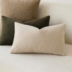 Foindtower Pack of 2, Curly Faux Fur Decorative Throw Pillow Covers Soft Plush Cushion Case with Zipper Cozy Boho Lumbar Pillowcase for Home Living Room Couch Bedroom Sofa 12 x 20 Inch, Light Beige