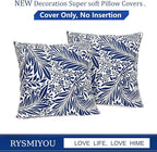 Decorative Throw Pillow Covers Set of 2 Blue Pillow Covers 20x20 inch Throw Pillow Cases Soft Short Plush Farmhouse Floral Outdoor Pillow Covers for Couch Sofa Bed Living Room Cushion Cover