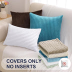 Simmore Decorative Throw Pillow Covers 12x20 Set of 2, Soft Natural Plush Flannel Double-Sided Fluffy Lumbar Pillow Covers for Couch Sofa Living Room, Brown