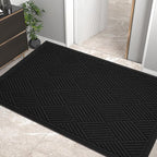 Sturdy Front Door Mat, Absorbent Muddy Dirt Resist Welcome Door Mats Outdoor Indoor, Stain and Fade Resistant, Non-Slip Rubber Backing Low Profile Doormat for Entryway, 47×32, Black