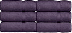 Luxury Hotel & Spa Collection, Quick Dry 100% Turkish Cotton 700 GSM, Eco Friendly Towel, for Bathroom, Gymand Kitchen Dobby Border Soft Hand Towel Set 16 X 30, Plum, Hand Towels - Set of 6
