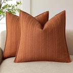 Foindtower Set of 2 Decorative Cotton Waffle Weave Throw Pillow Covers Euro Shams Cushion Covers Accent European Pillowcase for Bed Couch Sofa Bedroom Living Room Home Decor 18×18 Inch Burnt Orange
