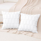 OTOSTAR Set of 2 Xmas Soft Plush Short Wool Velvet Decorative Throw Pillow Covers Square Luxury Style Cushion Case Pillow Shell for Sofa Bedroom Christmas Tree White, 18x18 Inch