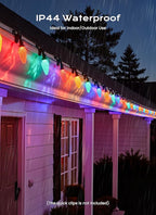 C9 Christmas Lights Outdoor, 66 FT 100 LED Connectable C9 String Lights with 8 Modes and Timer Extendable Xmas Tree Patio Roofline Garden Yard Holiday Party Indoor Outdoor Decoration, Multicolor