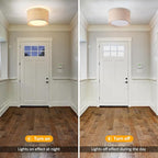 Boho Light Fixtures,12.6" Flush Mount Ceiling Lights Drum Light Fixture with Double Shade,3-Lights Close to Ceiling Lamps for Bedroom Living Room Dining Room Hallway Entryway Kitchen