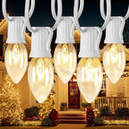 C9 Clear Christmas String Light Set, 100 Feet Vintage Christmas Tree Lights, Outdoor Roofline String Lights with 100 Clear Bulbs for Patio Garden Holiday Indoor Home Decorating, Not Connectable