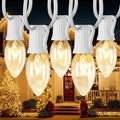 C9 Christmas String Lights Outdoor 50ft Vintage Christmas Tree Lights for Indoor Outdoor Roofline Patio Room Holiday Party Backyard Xmas Decoration, White Wire, 50+2 Bulbs