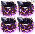 4pk Orange and Purple Solar Halloween Lights Outdoor Waterproof, 400LED 132FT Solar Powered LED String Lights Black Wire with 8 Modes, Solar Fairy Lights for Halloween Horror Party Tree Wedding Decor