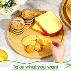 Meanplan 3 Pcs Round Wood Trays Round Charcuterie Board Bulk Bamboo Serving Platter with Rim Polished Wooden Vegetable Platter for Holding Fruit Bread Pizza Party Decor Christmas Supplies (13.8 Inch)