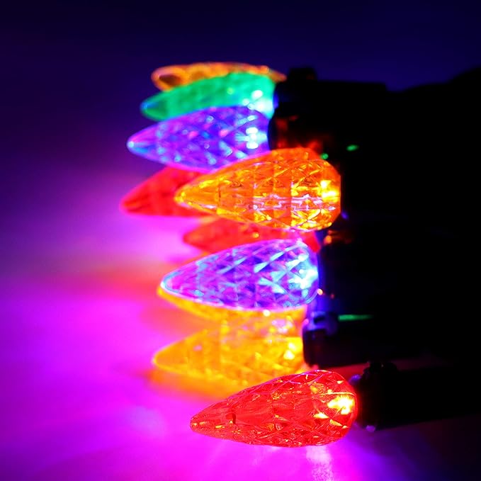 Joiedomi C6 LED Christmas String Lights,140(2 x 70) Count Strawberry Christmas Trees Lights, 45.2FT Connectable Multicolor for Indoor Outdoor Holiday Party Decor,Green Wire