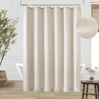 Neutral Linen Shower Curtain for Bathroom with Hooks Water Repellent Earthy Tone Simple Greige Bath Drapes Flax Burlap French Country Shower Curtain for Bathroom Taupe Greyish Beige,72x72 Inch