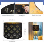 Lamp Shades Set of 2, Drum Lampshades with Leaf Design, 13" Top x 13" Bottom x 10" High (Spider) Modern Linen Lamp Shades for Table Lamp & Bedside Lamp, Assembly Required Black Lampshades Replacement