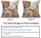TSSOHU Vintage Flower Throw Pillow Covers 20x20 Brown Rust Colored Floral Botanical Pattern Decorative Pillows Outdoor Linen Farmhouse Cushion Case Country Pillowcase for Sofa Bed Room Decor Set of 2
