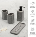 ZCCZ Grey Bathroom Accessory Sets, 4 Pieces Bathroom Accessories Complete Set Vanity Countertop Accessory Set, Includes Lotion Dispenser Soap Pump, Tumbler, Toothbrush Holder and Tray