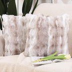 MADIZZ Pack of 2 Thick Plush Wool Throw Pillow Covers 24x24 Inch White Taupe Soft Neutral Decorative Throw Pillows Accent Boho Cushion Covers for Couch Sofa Bedroom Pillow Shell
