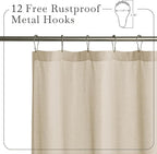 KGORGE Linen Shower Curtain - Semi Sheer Lightweight Button Hole Half Privacy Quick Dry Shower Curtains for Bathroom Bathtub Decor, Angora, 54 x 78 inches Long, Hooks Included