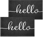 EARTHALL Door Mat 2-Pack Outside Inside Hello Doormat 30"x17.5" Durable Floor Mat Non Slip Mat Ultra Absorb Mud Easy Clean Front Doormat for Garage, Entryway, Patio, High Traffic Areas, Black