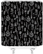 Black Floral Shower Curtain Black White Botanical Shower Curtain Boho Floral Farmhouse Cute Leaves Plant Retro Flowers Bathroom Curtain Set with Hooks(108" Wx70 H)