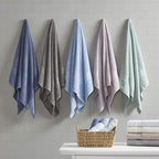 Madison Park Organic 100% Cotton Bathroom Towel Set, Hotel & Spa Quality Highly Absorbent, Quick Dry, Include for Shower, Handwash & Facial Washcloth, Multi-Sizes, Grey