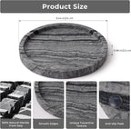 WORHE Natural Marble Vanity Tray for Bathroom Bedroom Kitchen Dresser, Round Decorative Trays for Jewelry, Perfume, Cosmetic, Candle, Countertop Storage Organizer for Home Decor Gray Black (WH017)