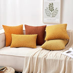 MIULEE Burnt Throw Pillow Covers Soft Corduroy Decorative Set of 2 Boho Striped Pillow Covers Pillowcases Farmhouse Home Decor for Couch Bed Sofa Living Room 18x18 Inch