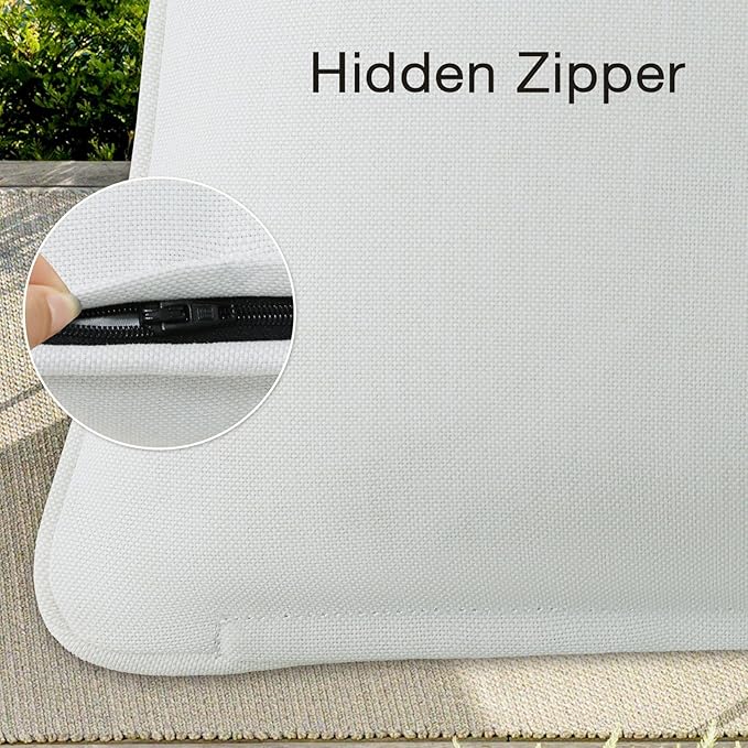 Decorative Outdoor Water Repellent Throw Pillows with Inserts, Set of 4, 20" x20" Pillows for Patio, Backyard, Bed, Couch, and Patio Furniture, Linen
