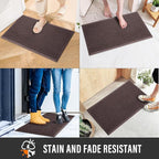 Sturdy Front Door Mat, Absorbent Muddy Dirt Resist Welcome Door Mats Outdoor Indoor, Stain and Fade Resistant, Non-Slip Rubber Backing Low Profile Doormat for Entryway, 72×24, Coffee