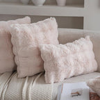 Neelvin Beige Faux Fur Cozy Soft Double-Sided Decorative Throw Pillow Covers 22x22 inch Set of 2,Velvet Pillowcase Cushion Case for Sofa Couch
