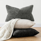 MIULEE Pack of 2 Lumbar Couch Throw Pillow Covers 20x12 Inch Neutral Beige Modern Boho Accent Decorative Pillow Covers Soft Chenille Farmhouse Cushion Covers for Home Decor Bed Sofa Living Room