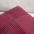 Fancy Homi 2 Packs Burgundy Long Lumbar Decorative Throw Pillow Covers 16x24 Inch for Couch Bed Sofa, Rustic Farmhouse Boho Home Decor, Soft Striped Corduroy Rectangle Accent Cushion Case 40x60 cm