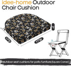 idee-home Outdoor Chair Cushions Set of 2, Thick 17" x 17" x 3" Outdoor Seat Cushions Patio Furniture Waterproof with Ties, Dining Pads