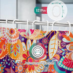 Aimego Boho Paisley Floral Shower Curtains - Mandala Indian Bohemian Colorful Flowers Bath Shower Curtain Set with 12 Hooks for Adults Kids Bathroom Decor Accessories, 72"x72"