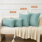 MIULEE Pack of 2 Couch Throw Pillow Covers 20x20 Inch Soft Aqua Green Chenille Pillow Covers for Sofa Living Room Solid Dyed Pillow Cases