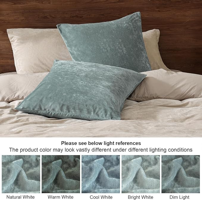 PHF Truly Velvet Euro Sham, 26"x 26",No Insert, 2 Pack Color Gradient Euro Throw Pillow Covers, Ultra Soft Cozy Pillow Covers for Home Decorative, No Shedding, No Pilling, Dusty Blue