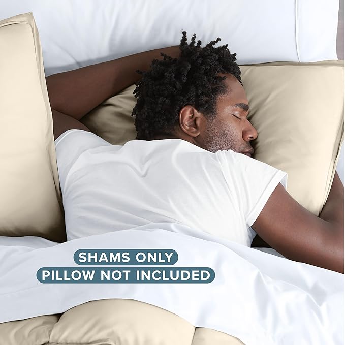 Bare Home Standard Pillow Sham Covers - Set of 2 - Premium 1800 Ultra-Soft Microfiber - Double Brushed - Stain & Fade Resistant - Bed Pillow Shams - Pillows Not Included (Set of 2, Sand)