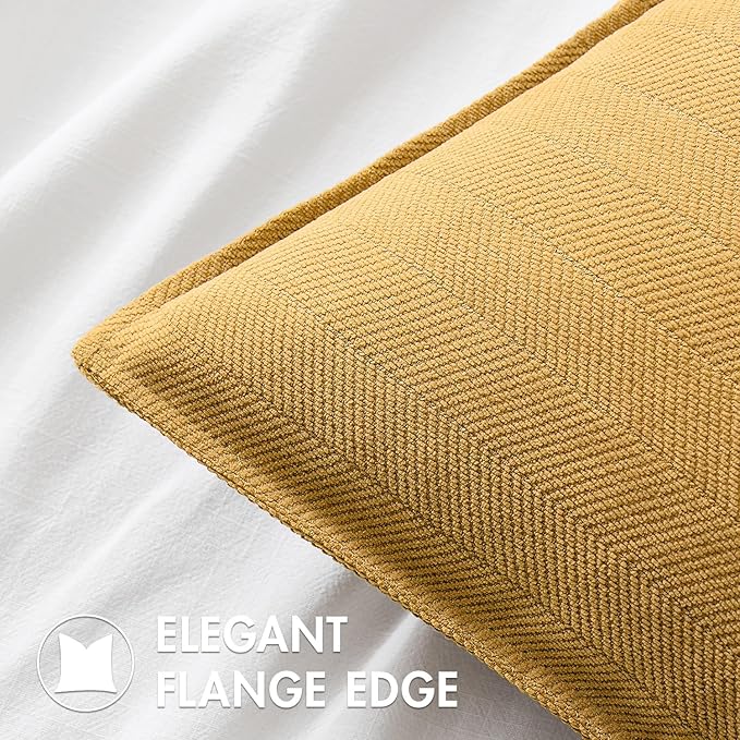 MIULEE Pack of 2 Gold Decorative Pillow Covers 22x22 Inch Soft Chenille Luxurious Couch Throw Pillows Farmhouse Cushion Covers Euro Shams with Elegant Design for Sofa Bedroom Living Room Home Decor