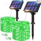 btfarm 2 Pack Solar String Lights Outdoor, 160LED 66FT Halloween Solar Fairy Lights Outside Waterproof, 8 Modes Solar Powered Twinkle Lights for Tree Garden Patio Halloween Decorations, Green