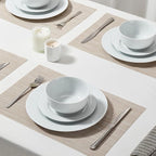 16 Pieces Plates and Bowls Sets, White Porcelain Dinnerware Sets, Ceramic Dishes Set Service for 4, White Kitchen Dinner Dining Ware Set