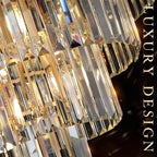Large Crystal Chandeliers Modern 30”Gold Chandelier for Foyer Staircase Chandeliers 5 Tiers 16 Lights Luxury K9 Ceiling Pendant Lighting Fixture for Dining Room Bedroom