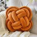 Xuyier Knot Pillow Ball, Decorative Throw Pillows with Velvet Fabric for Couch Bed, 12" Decor Knotted Square Floor Pillow Cushions for Living Room (12 Inches, Brown)