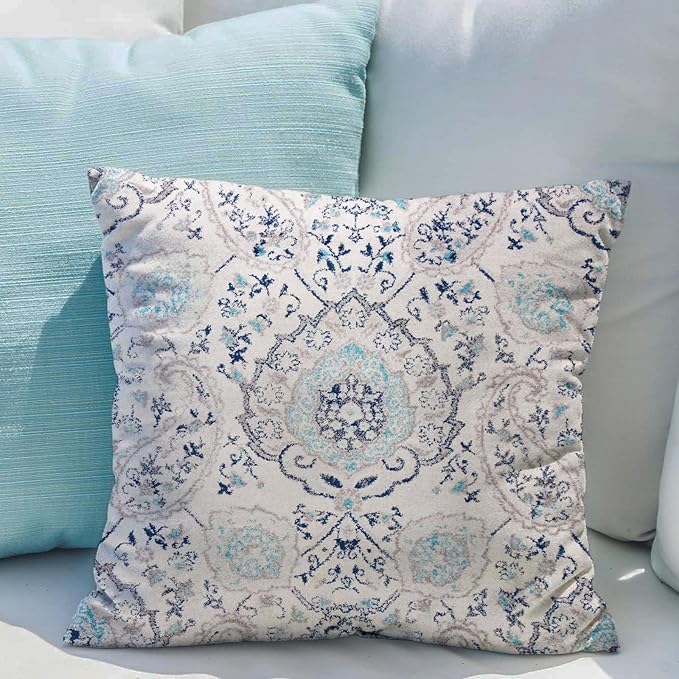 Snycler Boho Throw Pillow Covers 22x22 inch Set of 2 Terracotta Rust Blue Colored Throw Pillows Double Sided Boho Home Soft Decor for Bedroom Living Room Couch & Sofa (No Inserts)