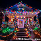 echosari 2 Pack Color Changing String Lights, 33 Ft 100 LED Christmas Fairy Lights Battery Operated Green Wire String Lights with Remote Timer for Bedroom Garden Party Wedding Deco (Multicolor)