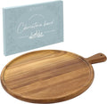 Charcuterie Board - Round Acacia Wood Cutting Board for Kitchen with Handle, Cheese Board for Chopping Vegetables, Bread, Fruits, Meat - Decorative Wooden Serving Tray House Warming Gift