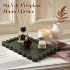 Genuine Indian Green Scalloped Marble Tray, Real Natural Marble Stone Trays, Luxury Decorative Trays for Bathroom, Dresser, Vanity, Home Decor, 10.6" x 8", Dark Emerald Green