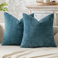 MIULEE Pack of 2 Couch Throw Pillow Covers 18x18 Inch Coastal Teal Modern Boho Accent Decorative Pillow Covers Soft Chenille Farmhouse Cushion Covers for Home Decor Bed Sofa Living Room