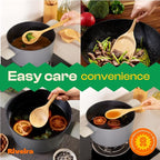Riveira Brown Bamboo Wooden Cooking Utensils Set of 6 Natural Bamboo Wooden Spoons, Spatula, Non-Toxic, Heat-Resistant, Eco-Friendly
