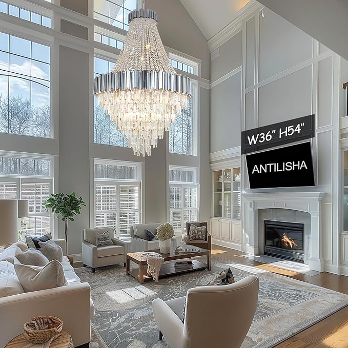 Crystal Chandeliers Contemporary Chandelier Foyer Entryway Lighting 21 Lights Pendant Ceiling Light Fixture for Grand Living Room Hallway Entry French Empire Style Extra Large 36''